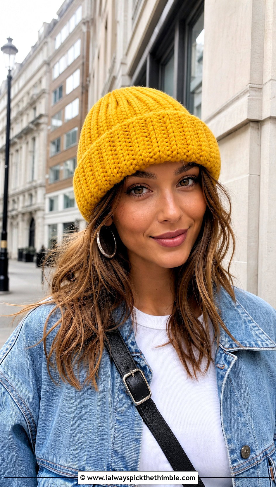Ribbed Chunky Crochet Beanie With Denim Jacket - 20 Chunky Yarn Crochet Hats outfit ideas
