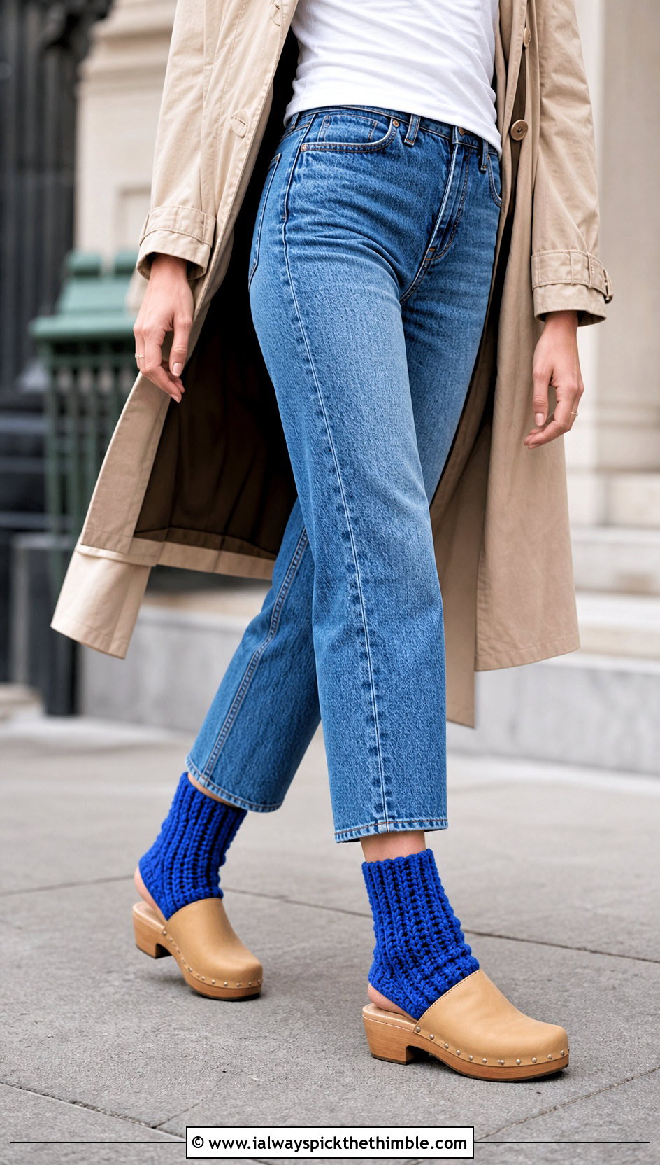 Ribbed Chunky Crochet Crew Socks With Cropped Jeans - 15 crochet sock chunky yarn outfit ideas