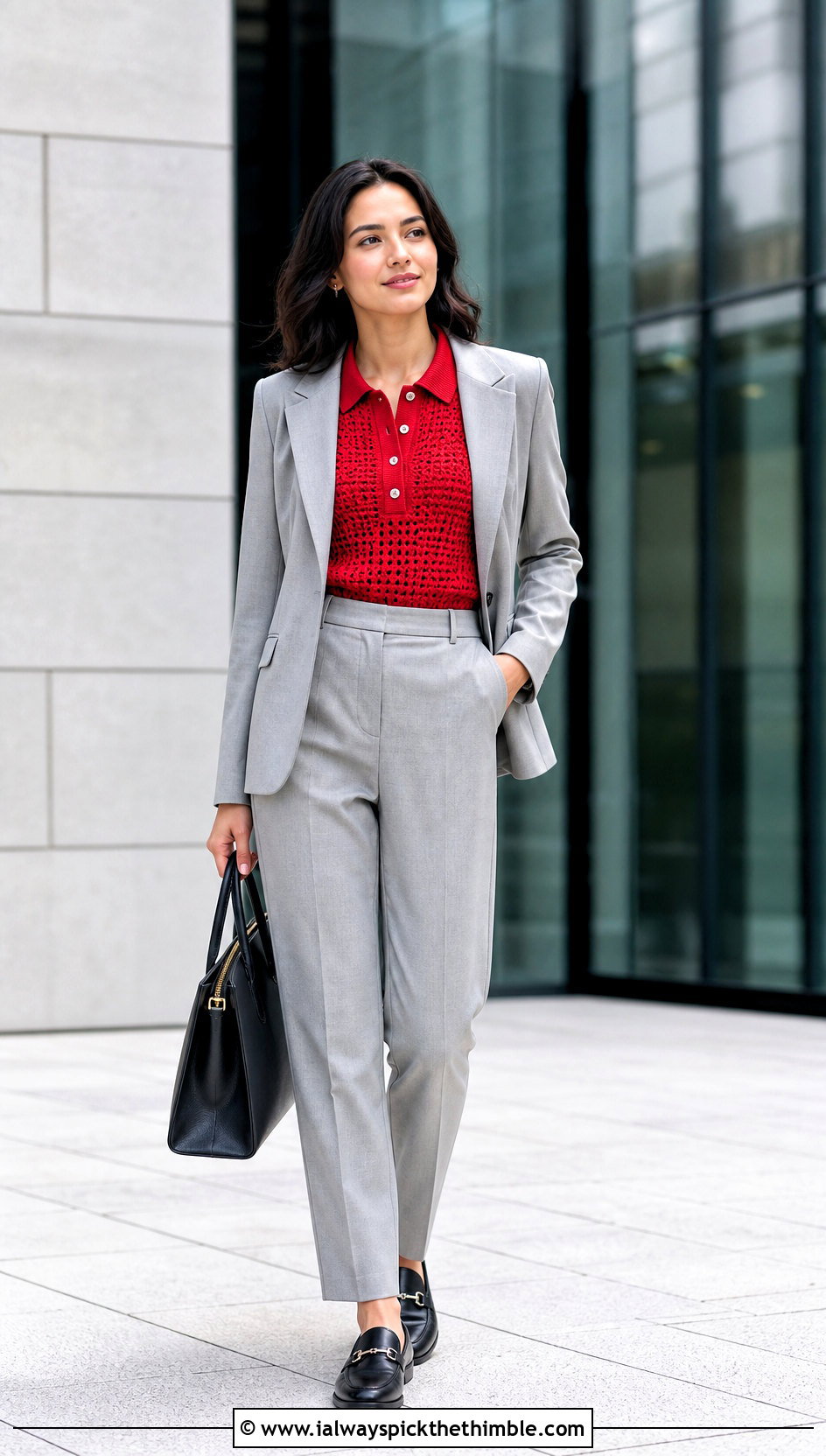 Ribbed Collar Crochet Polo Shirt With Tailored Suit - 25 crochet polo shirt outfit ideas