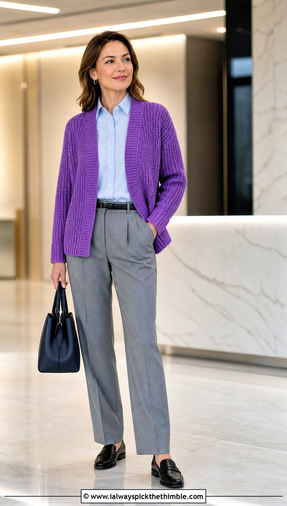 Ribbed Collar Rectangle Cardigan With Button Down Shirt - 15 Crochet Rectangle Cardigan outfit ideas