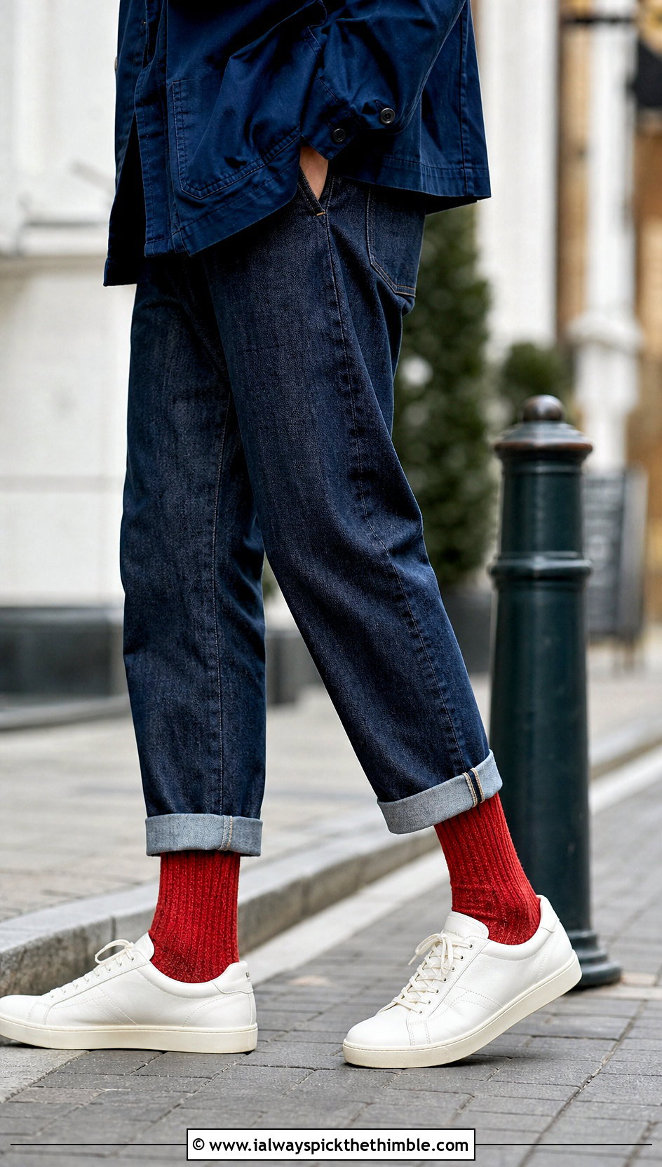 Ribbed Crew Crochet Socks With Cuffed Jeans - 20 men's crochet socks outfit ideas
