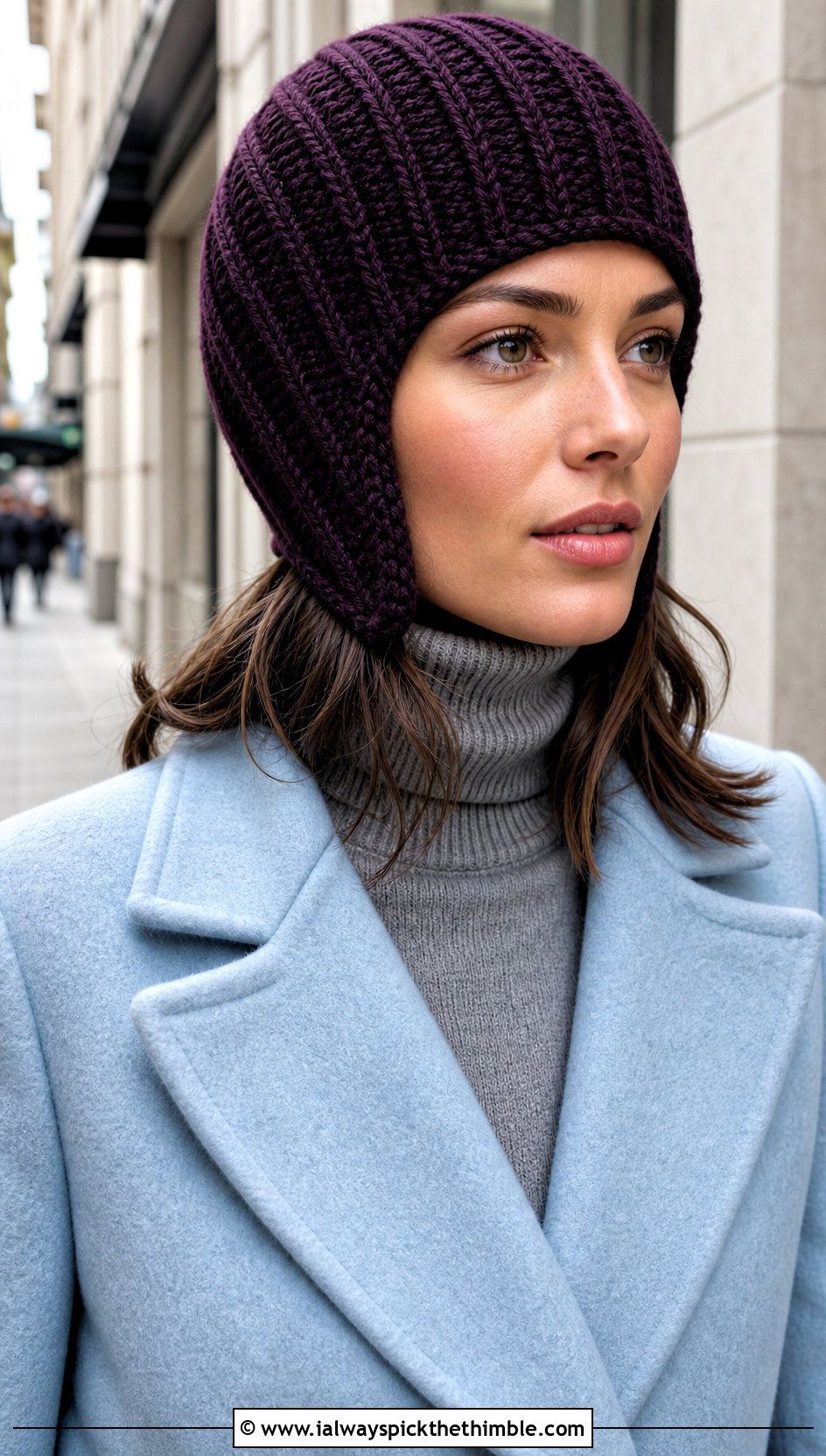 Ribbed Crochet Aviator Hat With Wool Coat - 20 crochet aviator hat outfit ideas