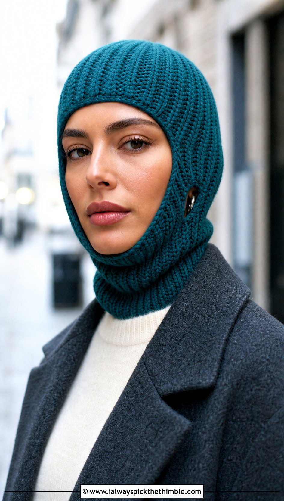 Ribbed Crochet Balaclava With Wool Coat - 25 crochet balaclava outfit ideas