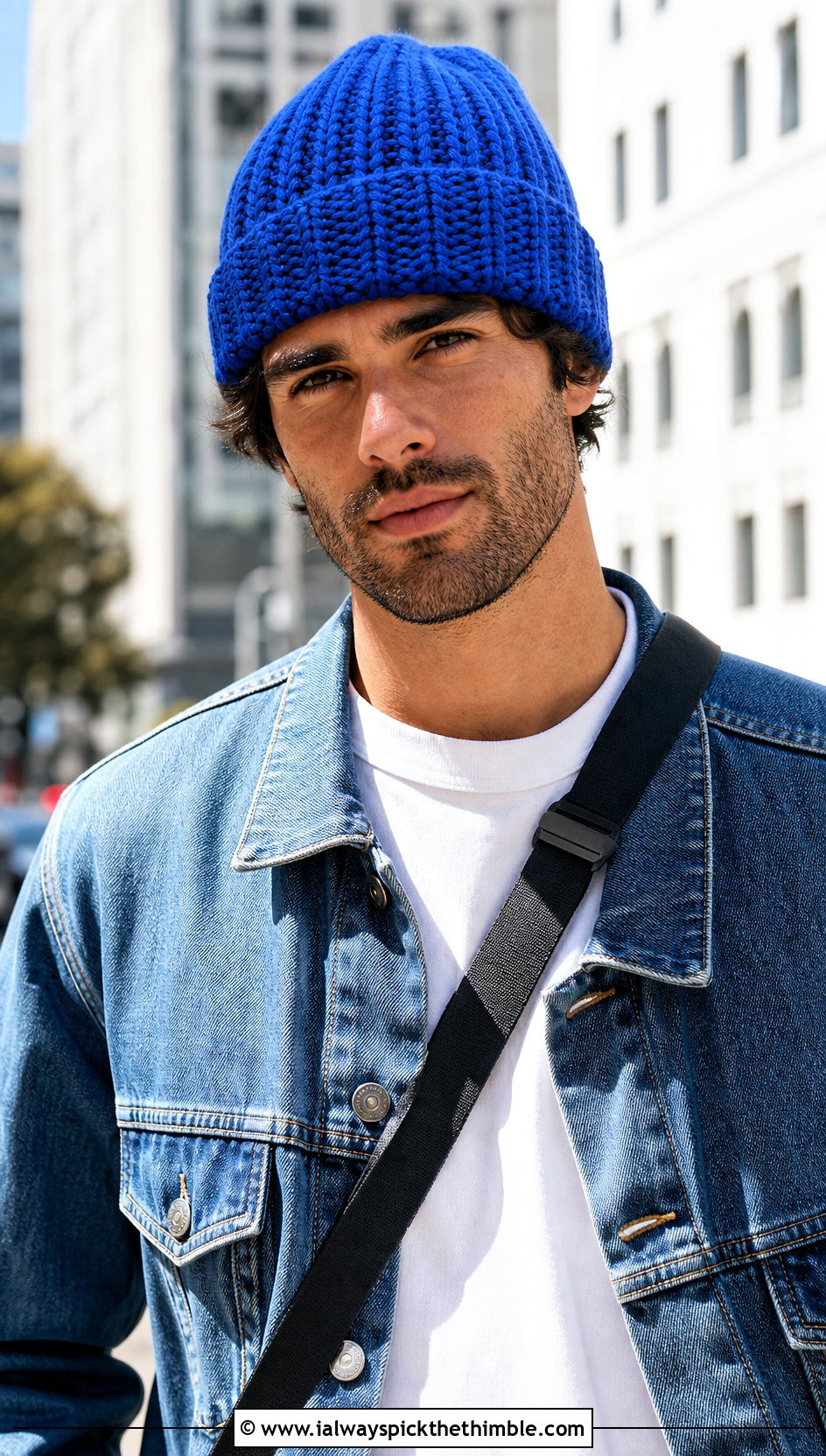 Ribbed Crochet Beanie With Denim Jacket And Cargo Pants - 25 crochet hat for men outfit ideas