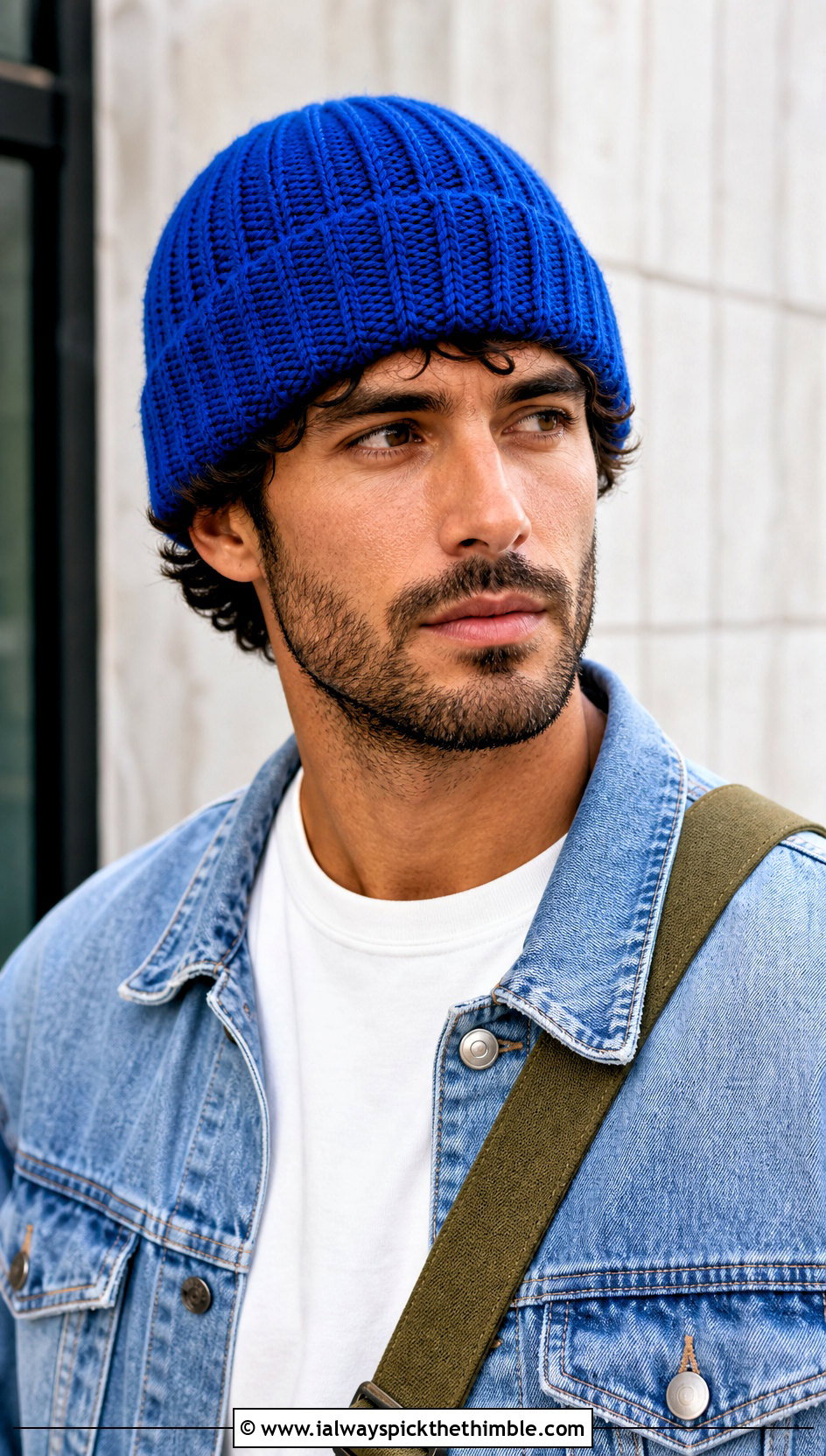 Ribbed Crochet Beanie With Denim Jacket And Cargo Pants - 20 men crochet hat outfit ideas