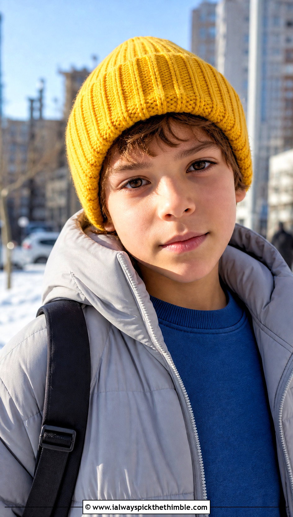Ribbed Crochet Beanie With Puffer Jacket - 15 Childs Crochet Hat outfit ideas