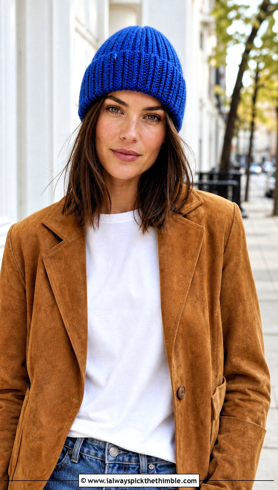 Ribbed Crochet Beanie With Straight Leg Jeans - 20 Quick Crochet Beanie outfit ideas