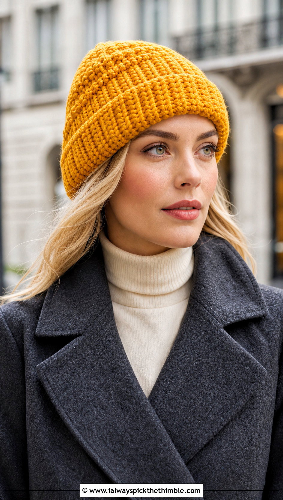 Ribbed Crochet Beanie With Wool Coat - 15 Easy Crochet Hats For Women outfit ideas