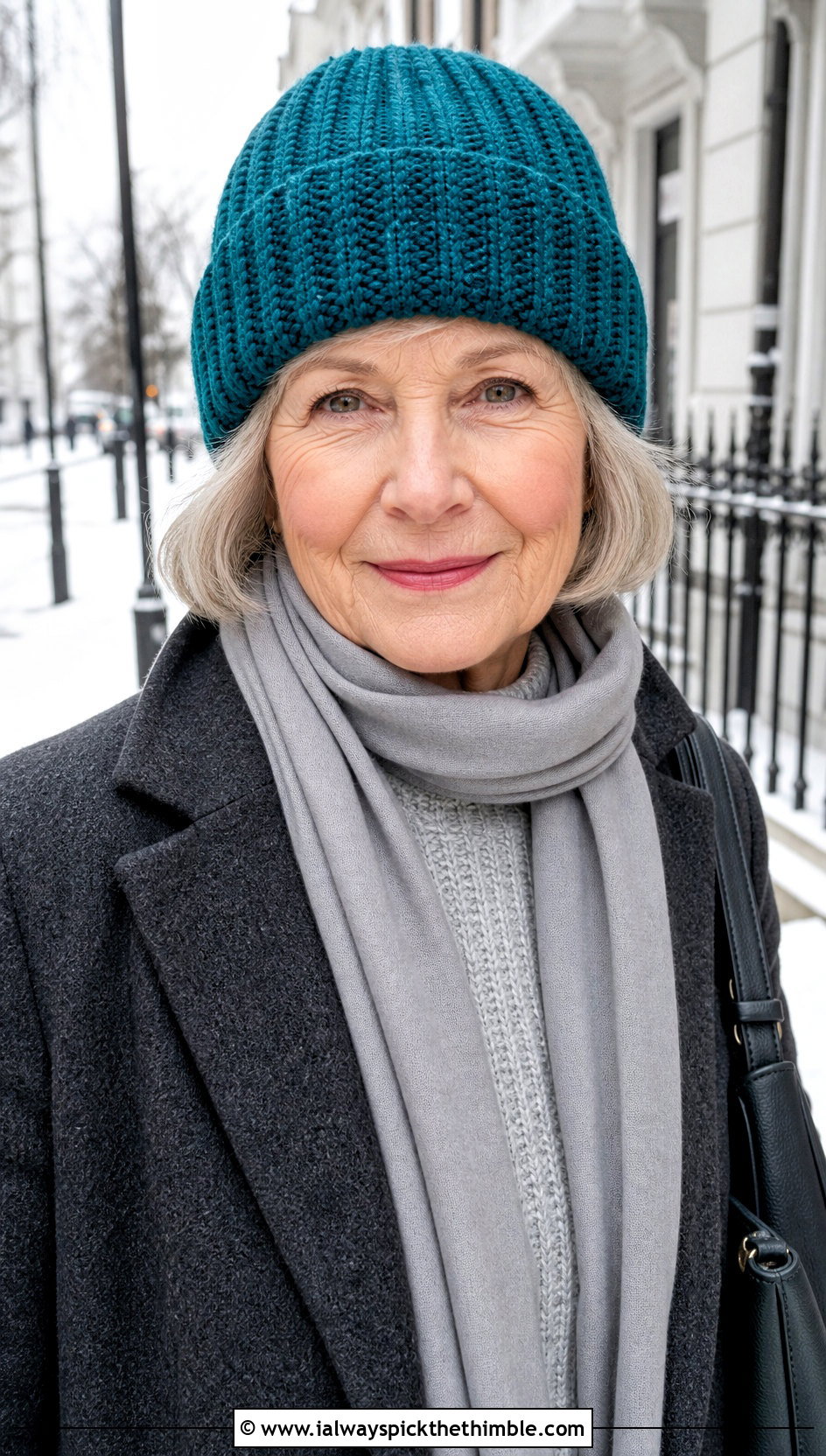 Ribbed Crochet Beanie With Wool Coat - 20 Crochet Hat For Grandma outfit ideas