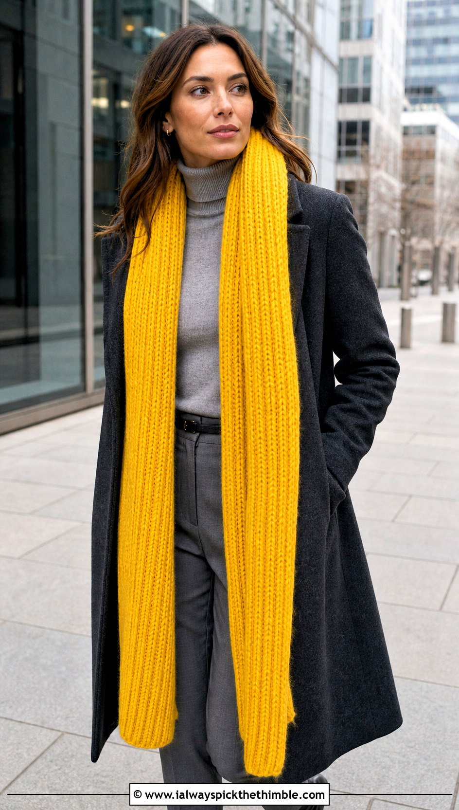 Ribbed Crochet Blanket Scarf With Wool Coat - 25 crochet blanket scarf outfit ideas