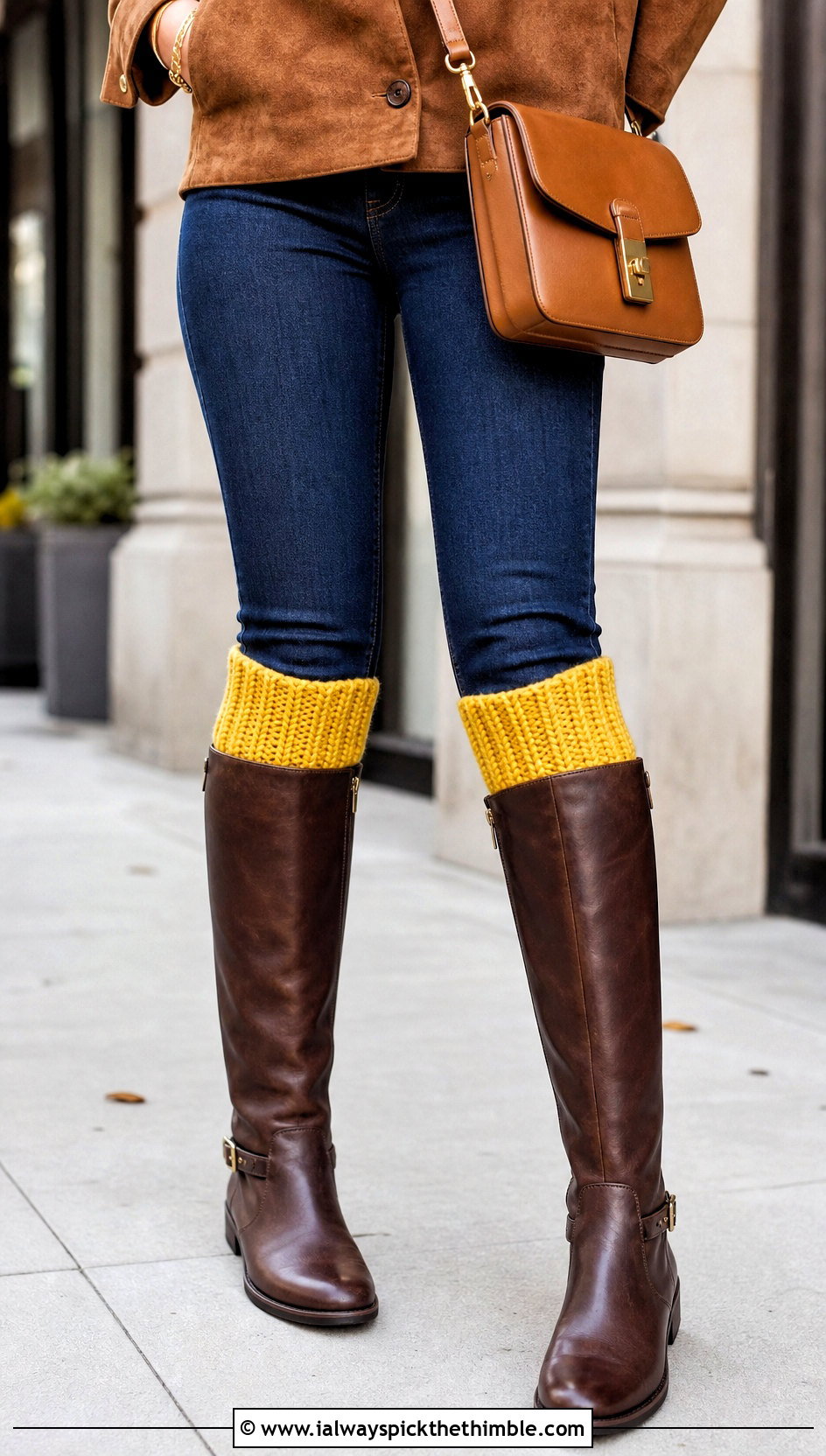 Ribbed Crochet Boot Cuffs With Skinny Jeans And Riding Boots - 20 crochet boot cuff outfit ideas