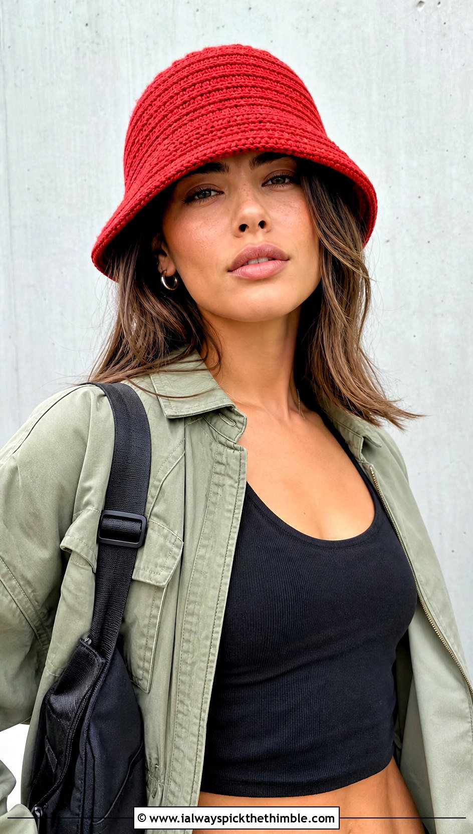 Ribbed Crochet Bucket Hat With Utility Jacket - 15 Crochet Hat That Looks Knitted outfit ideas