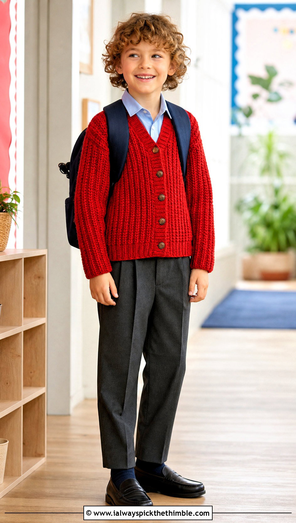 Ribbed Crochet Cardigan With School Uniform Separates - 20 Childs Crochet Cardigan outfit ideas