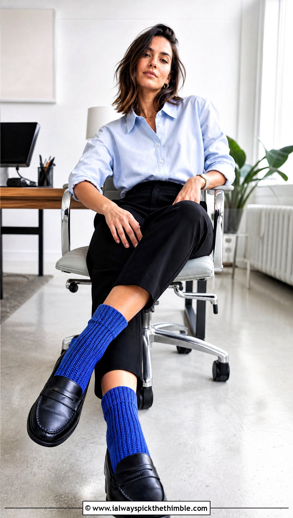 Ribbed Crochet Crew Socks With Loafers - 20 Crocheted Socks outfit ideas