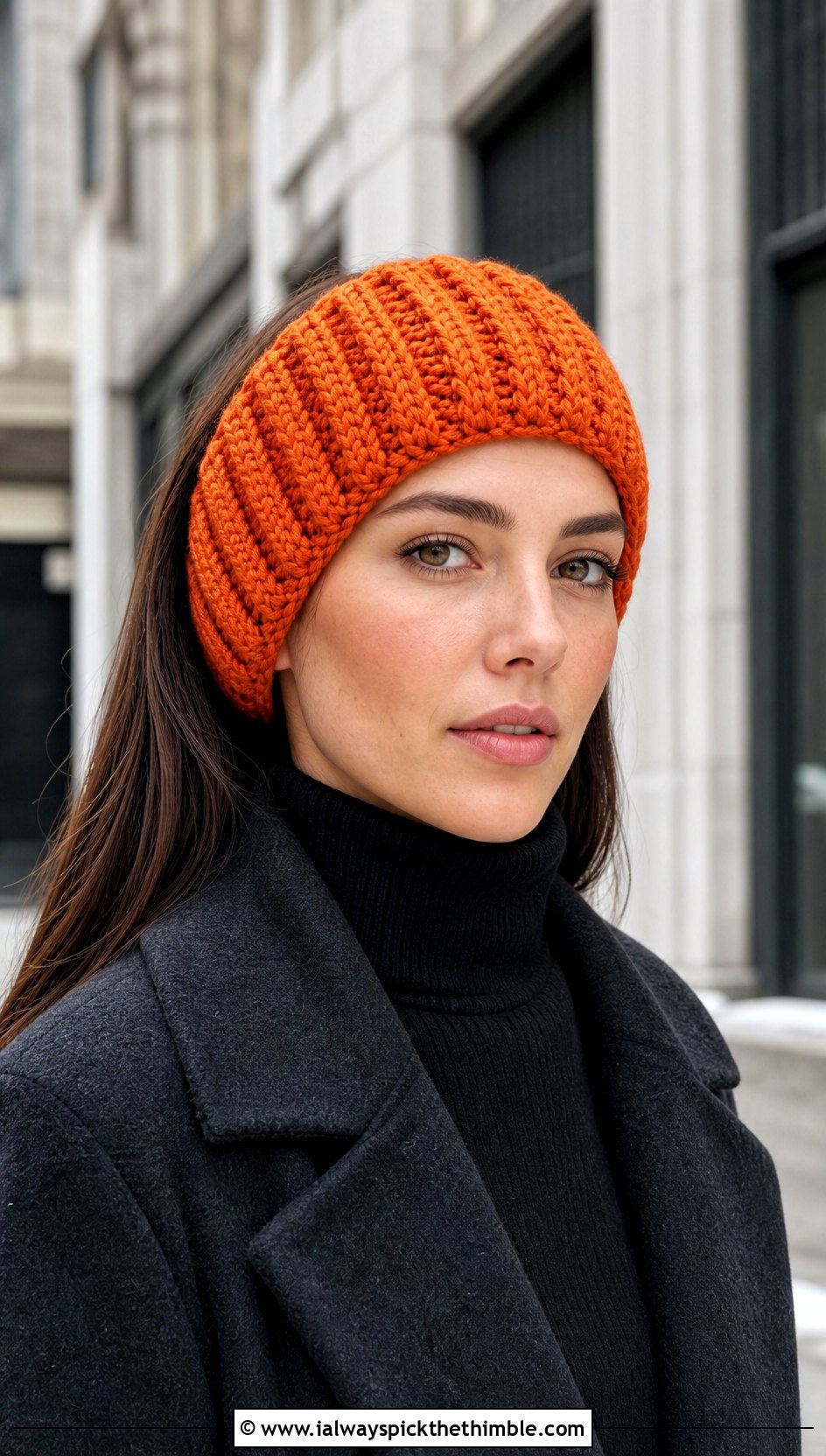 Ribbed Crochet Ear Warmer With Monochrome Outfit - 25 crochet ear warmer outfit ideas