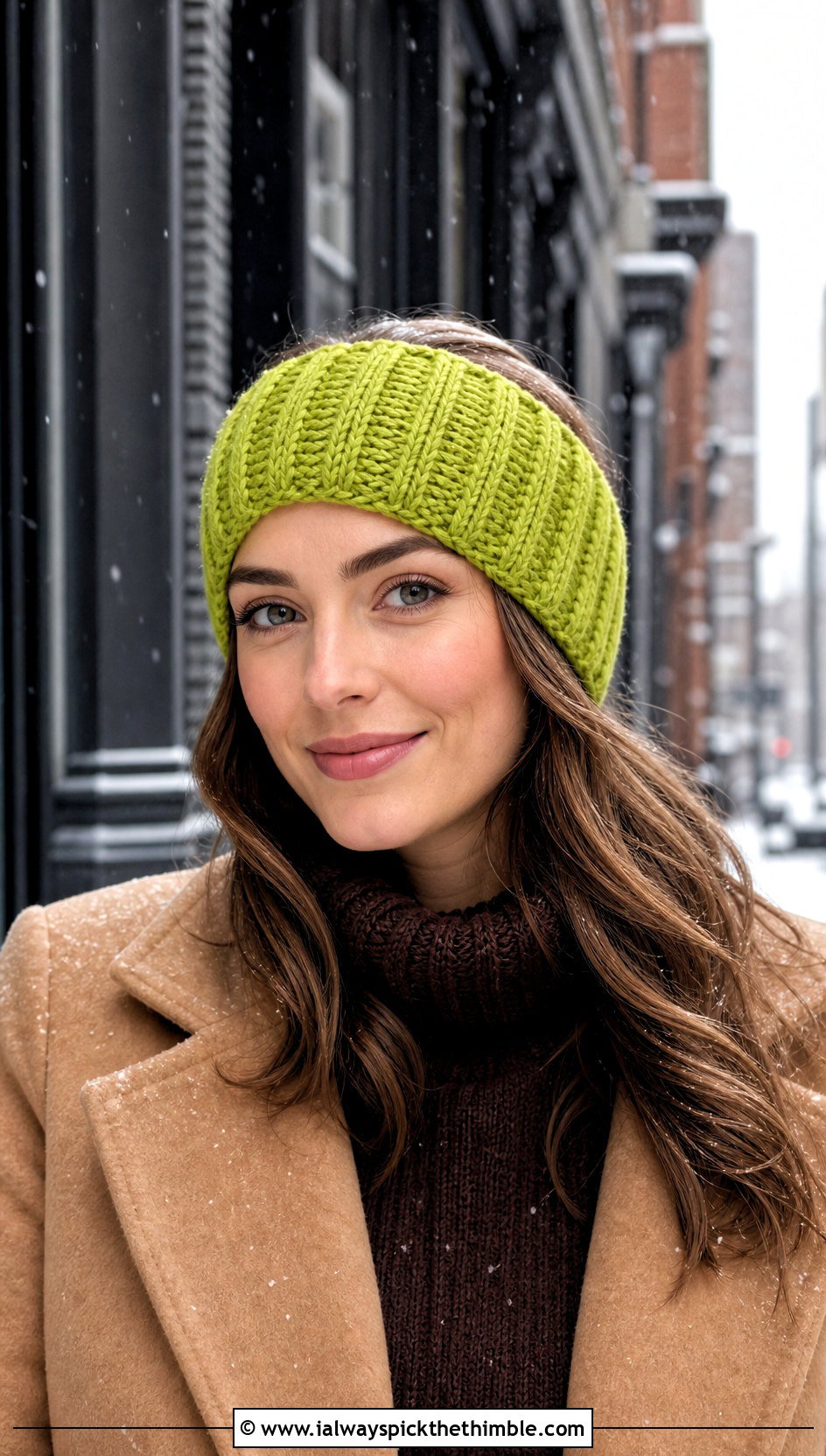 Ribbed Crochet Ear Warmer With Sweater Dress And Coat - 25 crochet headbands for women outfit ideas