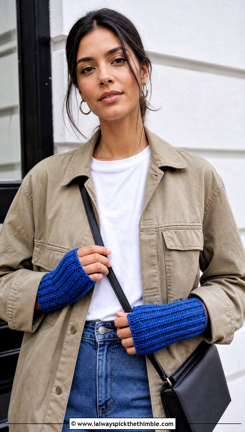 Ribbed Crochet Fingerless Gloves With Jeans - 25 easy crochet fingerless gloves outfit ideas