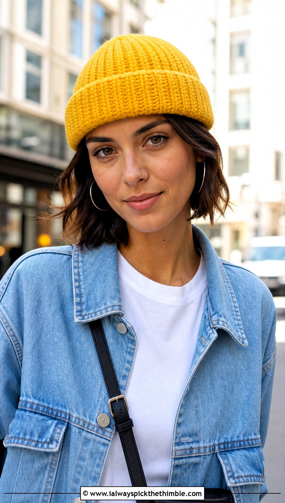 Ribbed Crochet Fisherman Beanie With Denim Jacket - 25 crochet fisherman beanie outfit ideas