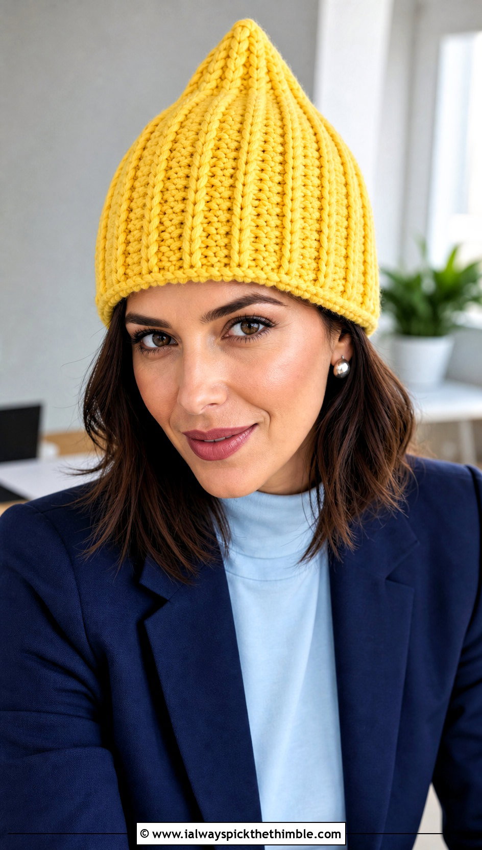Ribbed Crochet Jughead Beanie With Blazer And Trousers - 15 Crochet Jughead Beanie outfit ideas