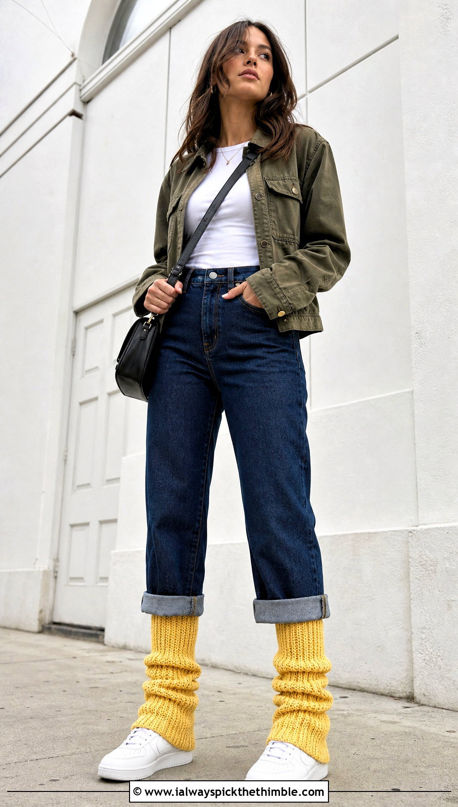 Ribbed Crochet Leg Warmers With Straight Leg Jeans - 25 Easy Crochet Leg Warmers outfit ideas