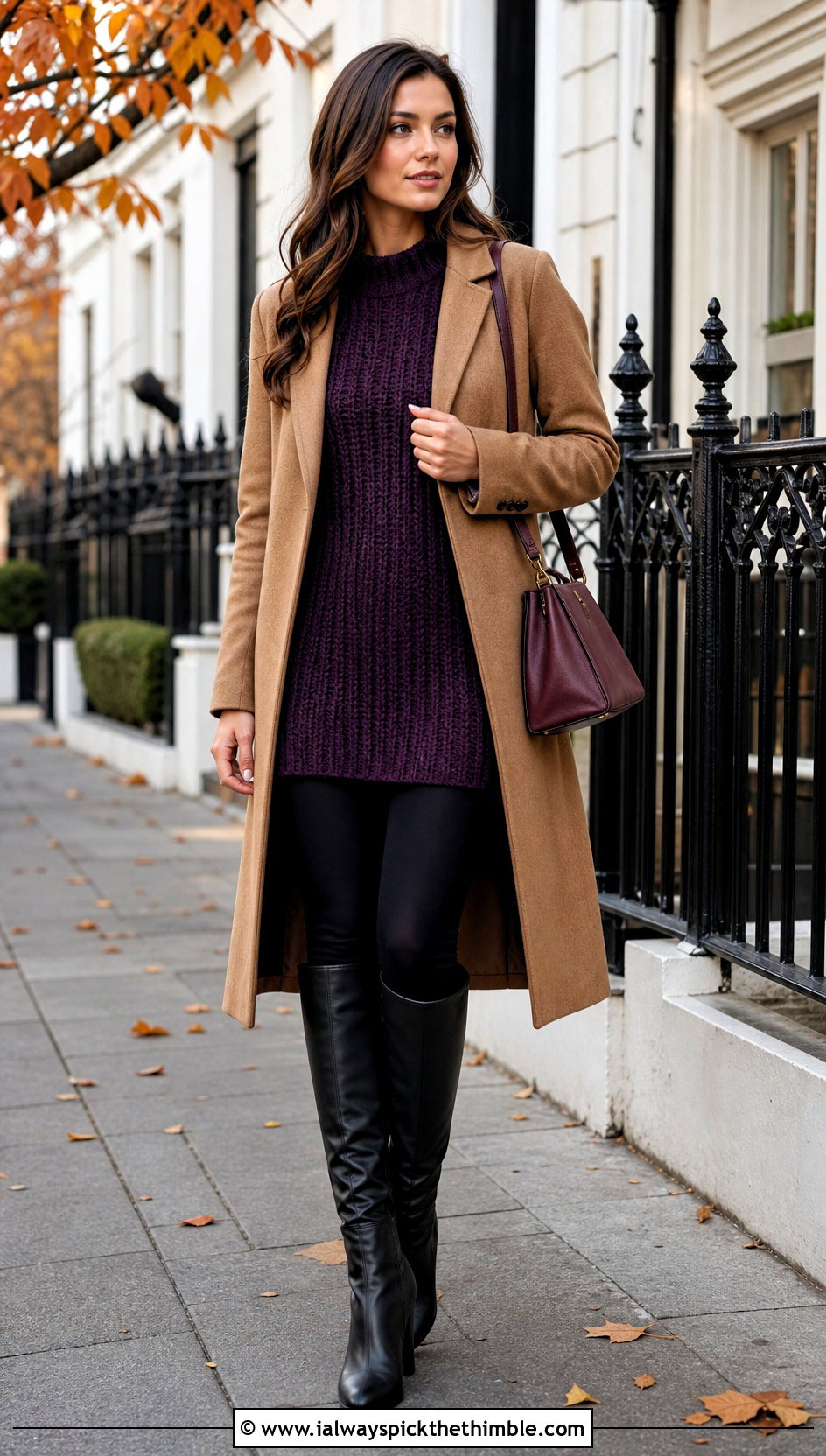 Ribbed Crochet Long Sleeve Tunic With Leggings And Boots - 15 Crochet Long Sleeve Tunic outfit ideas