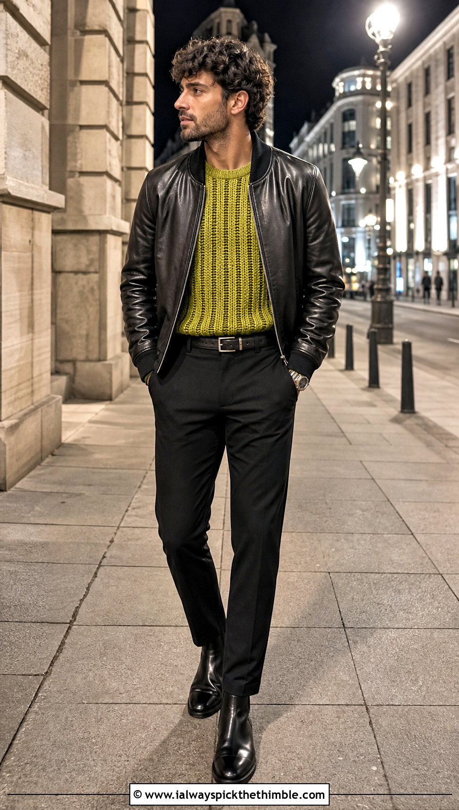 Ribbed Crochet Mens Sweater With Leather Jacket - 25 mens crochet sweater outfit ideas