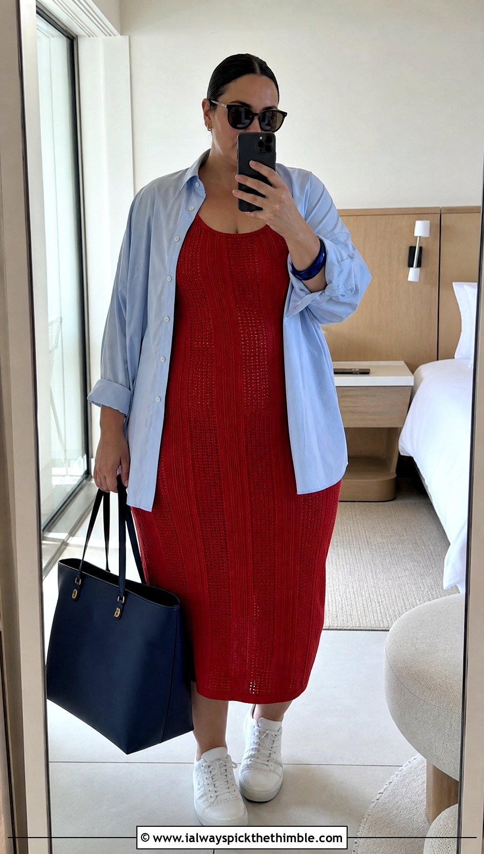 Ribbed Crochet Midi Dress With Oversized Shirt - 15 plus size crochet dress outfit ideas