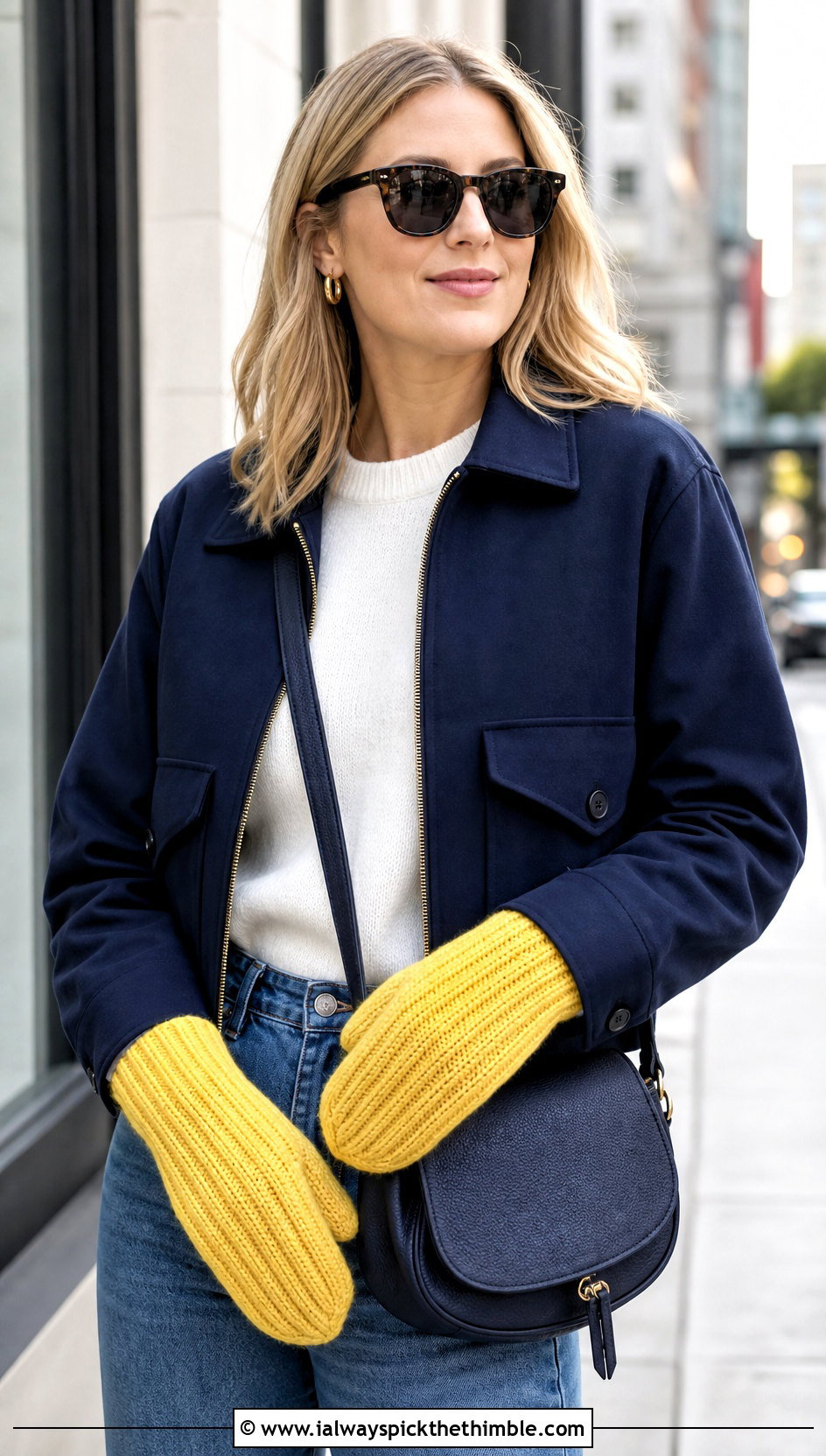 Ribbed Crochet Mittens With Straight Leg Jeans - 20 Simple Crochet Mittens outfit ideas