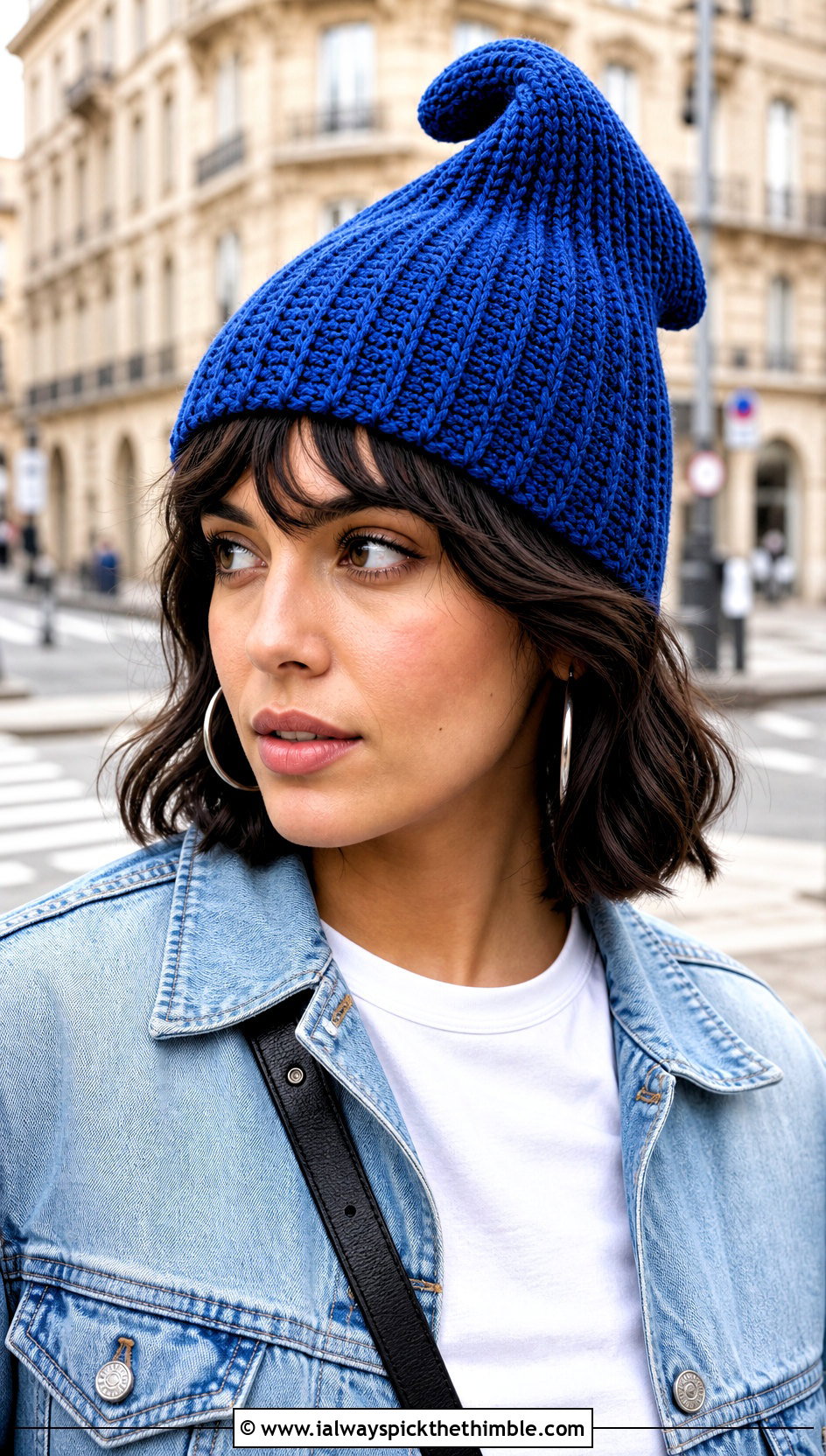 Ribbed Crochet Phrygian Cap With Denim Jacket And Jeans - 15 crochet phrygian cap outfit ideas