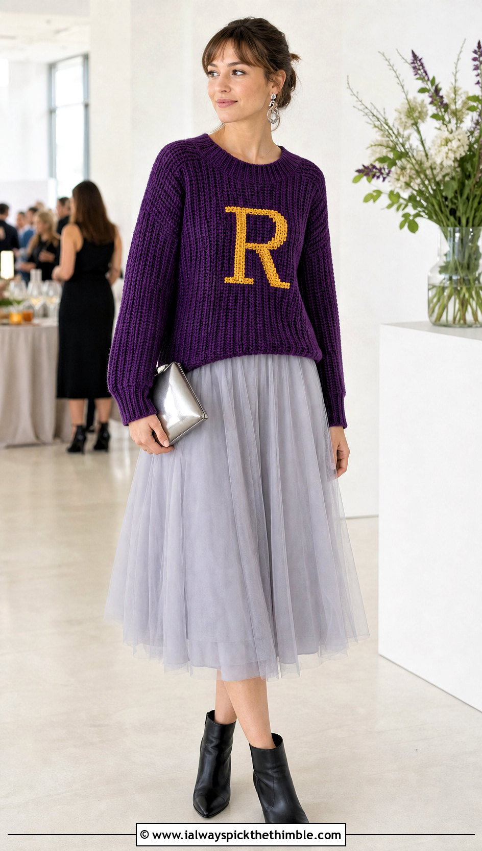 Ribbed Crochet Ron Weasley Sweater With Tulle Midi Skirt - 20 Crochet Ron Weasley Sweater outfit ideas