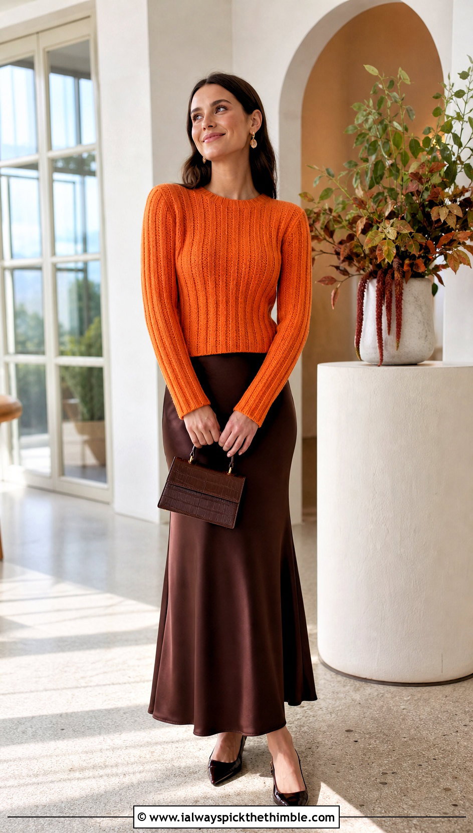Ribbed Crochet Rory Gilmore Sweater With Satin Slip Skirt - 20 crochet rory gilmore sweater outfit ideas