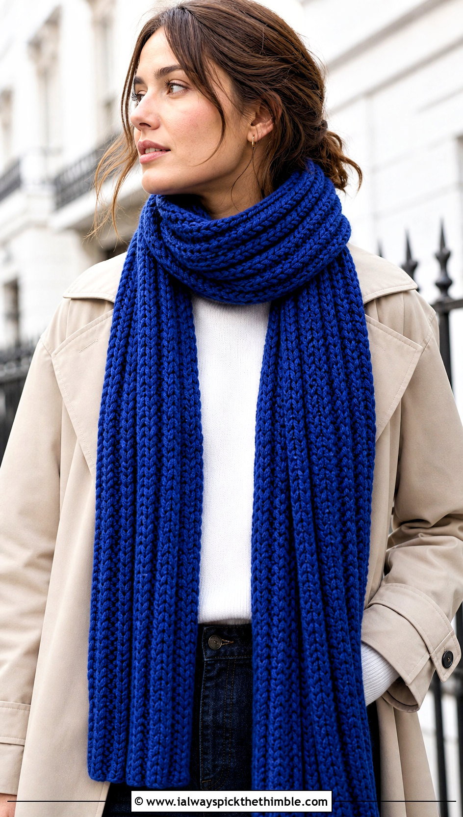 Ribbed Crochet Scarf With Trench Coat - 20 Crochet Scarf Worsted Weight Yarn outfit ideas