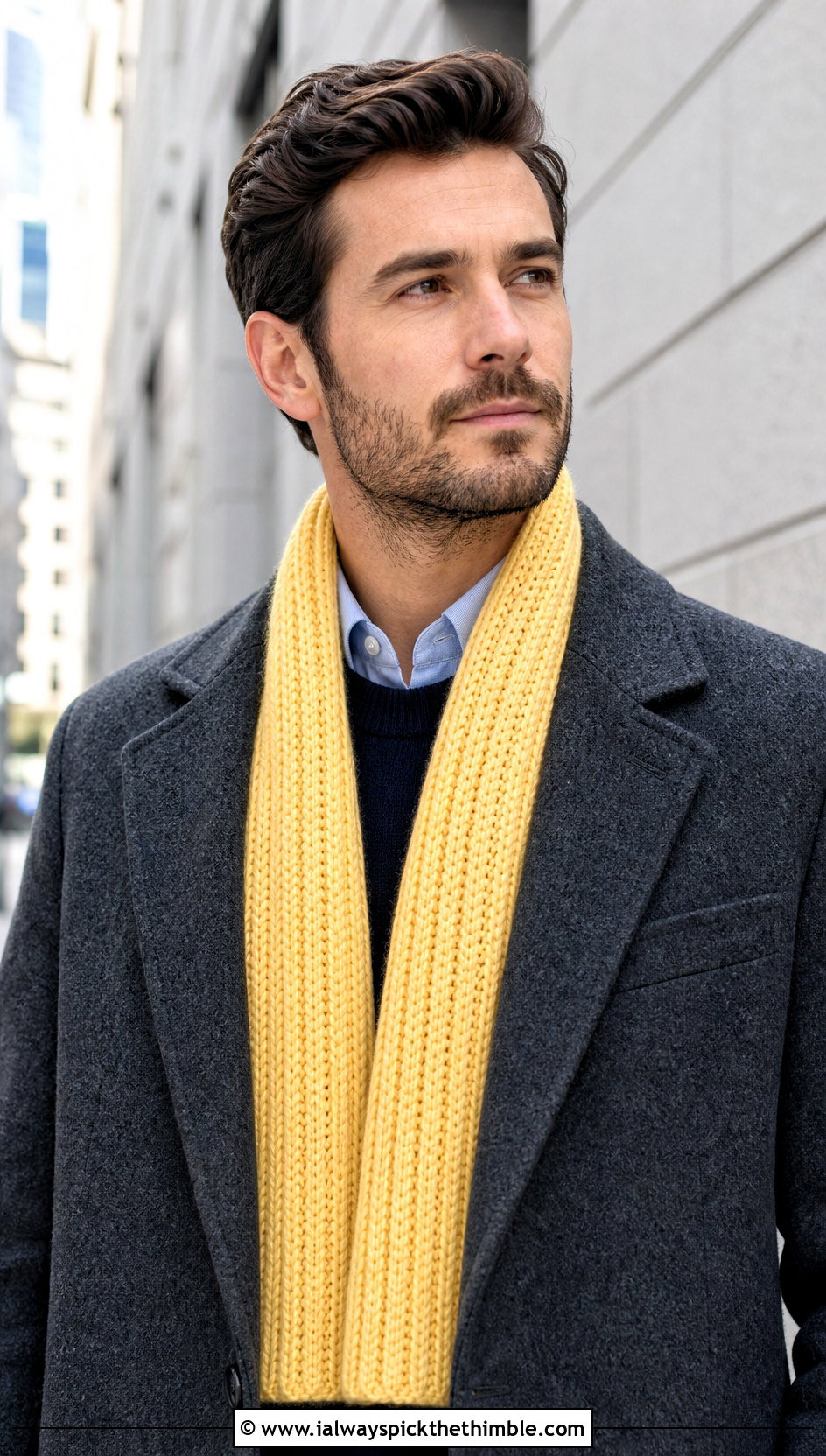 Ribbed Crochet Scarf With Wool Coat - 20 crochet scarf ideas for men