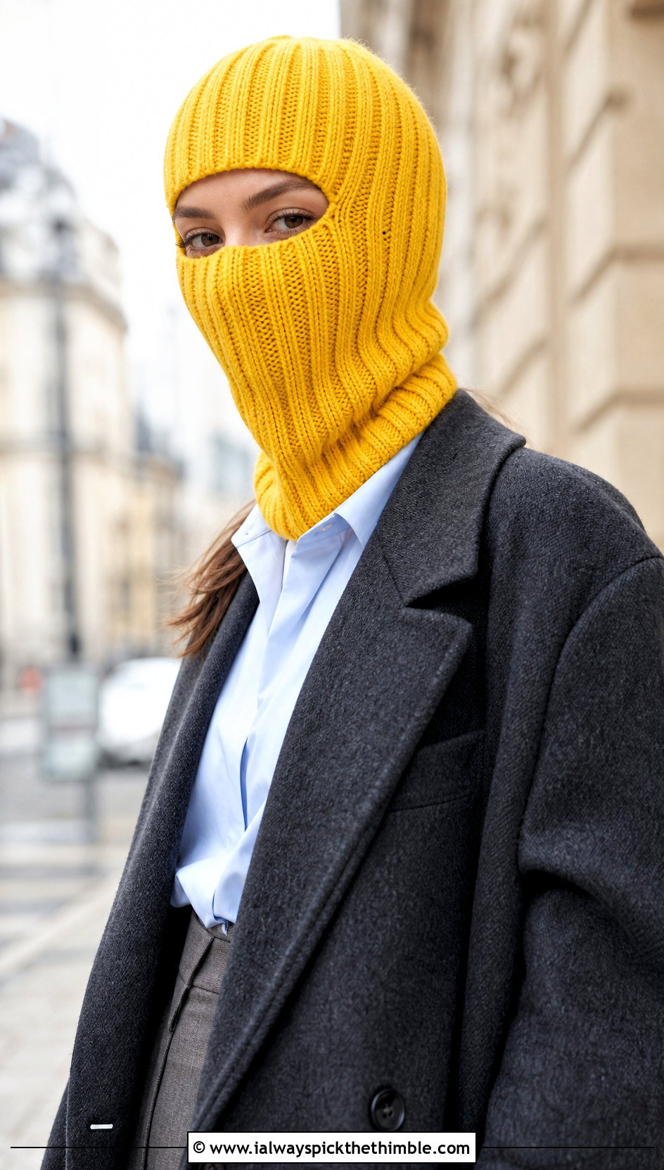 Ribbed Crochet Ski Mask With Wool Coat - 20 crochet balaclava ski mask outfit ideas