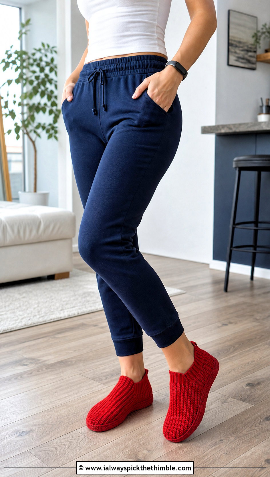Ribbed Crochet Slippers With Tracksuit - 20 Quick Crochet Slippers outfit ideas