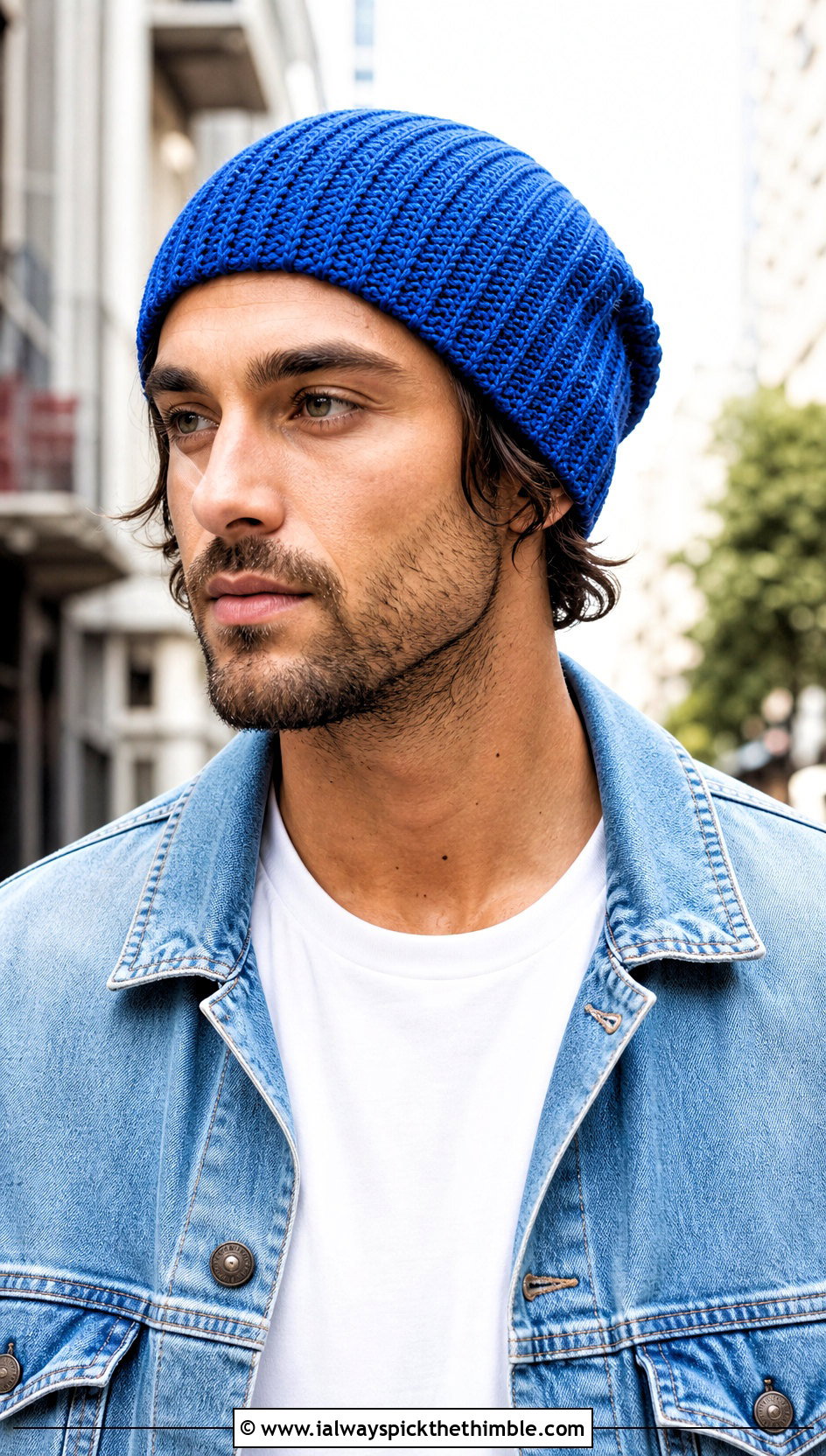 Ribbed Crochet Slouchy Beanie With Denim Jacket - 25 Crochet Slouchy Hat Mens Slouch Beanie outfit ideas