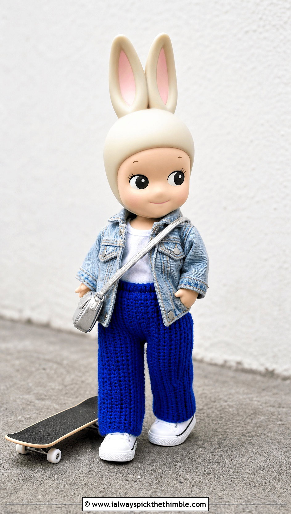 Ribbed Crochet Sonny Angel Pants With Denim Jacket - 20 Crochet Sonny Angel Pants outfit ideas