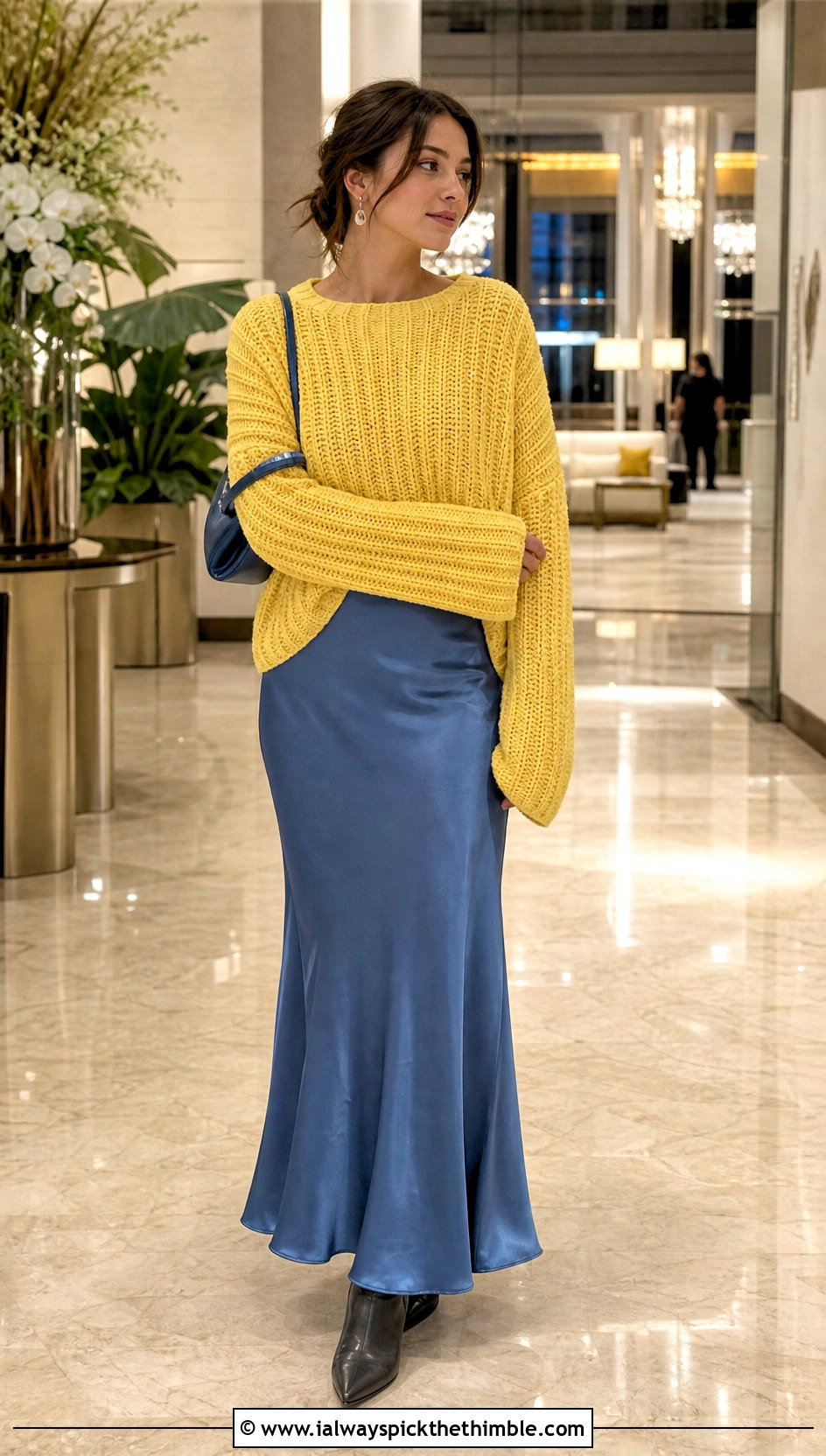 Ribbed Crochet Sweater With Bias Cut Slip Dress - 20 Crochet Oversize Sweater outfit ideas
