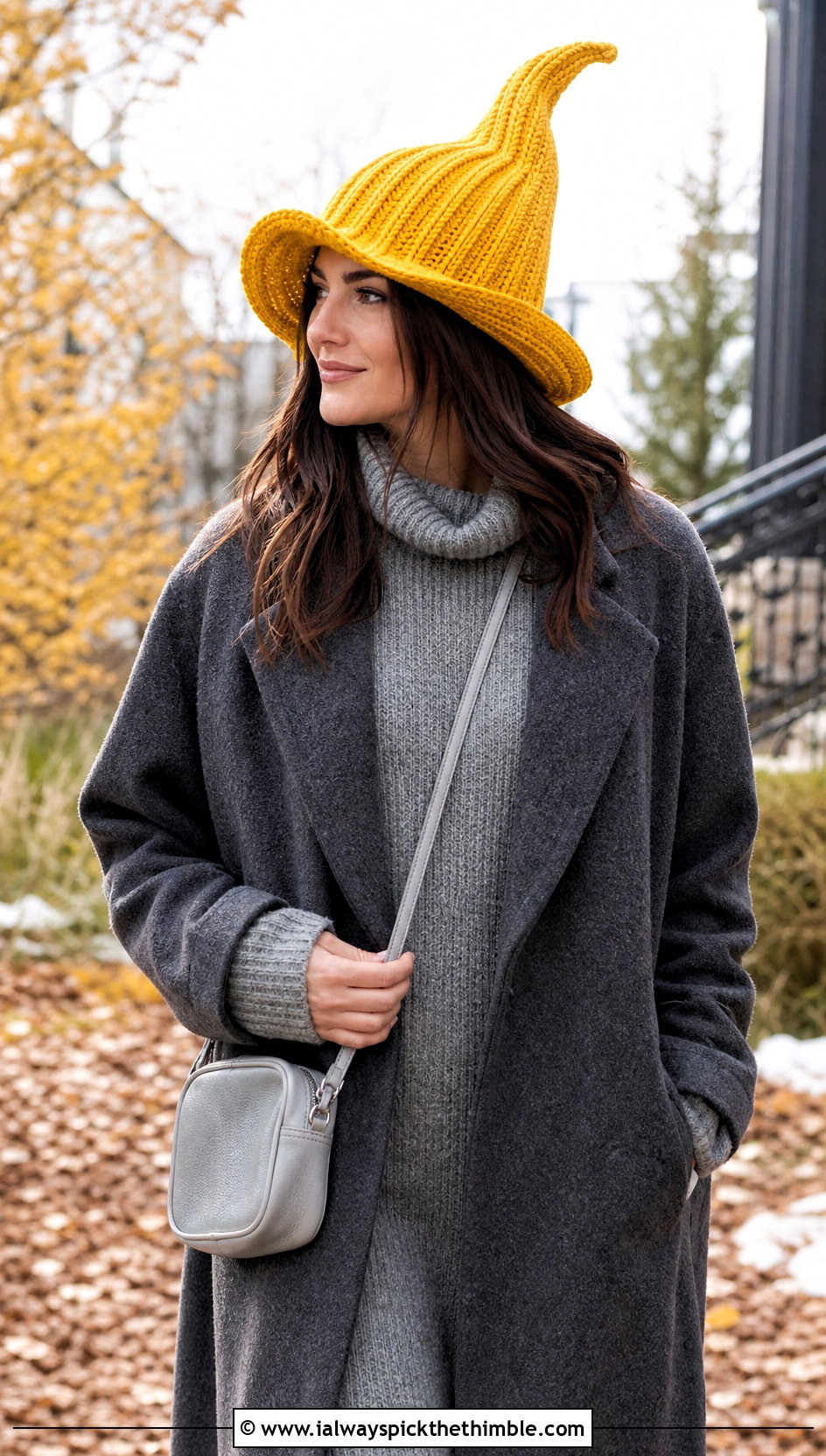 Ribbed Crochet Witch Hat With Sweater Dress - 25 crochet witches hat outfit ideas