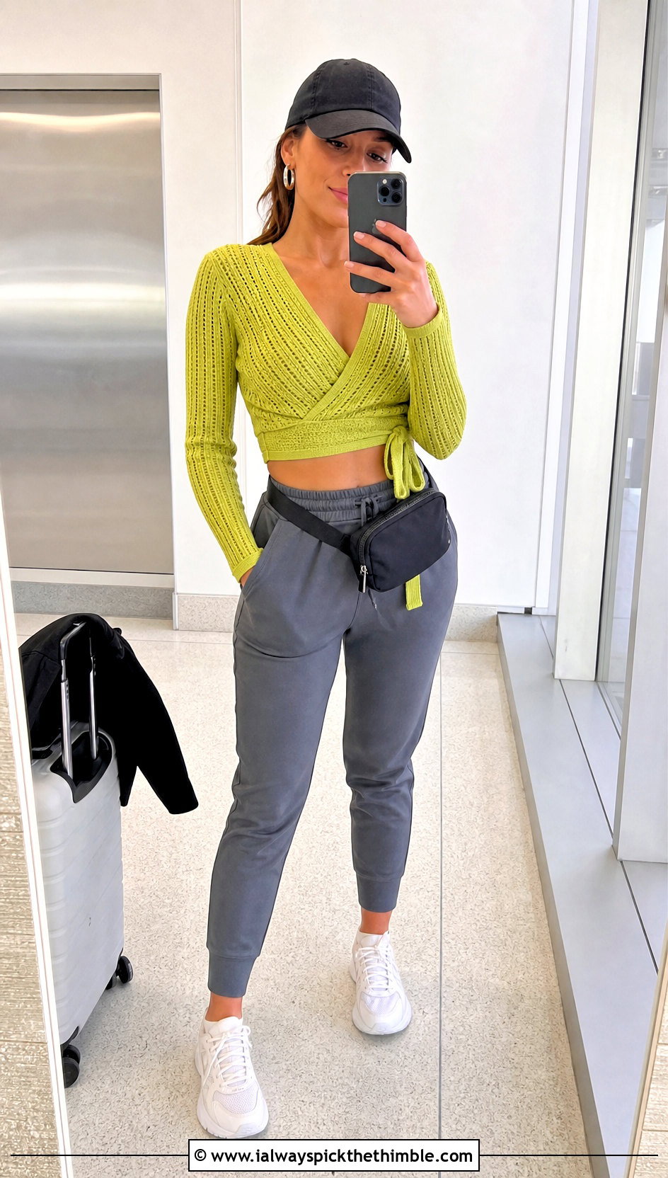 Ribbed Crochet Wrap Crop Top With Joggers - 15 crochet wrap crop top outfit ideas