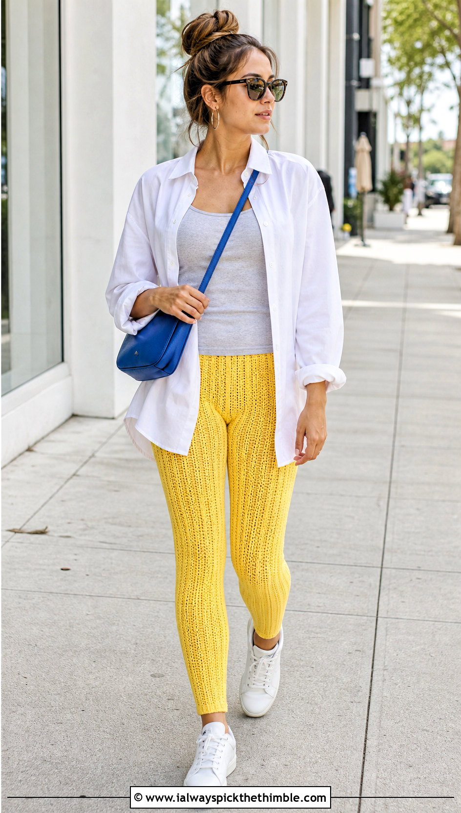 Ribbed Crocheted Leggings With Oversized Shirt - 20 Crocheted Leggings outfit ideas