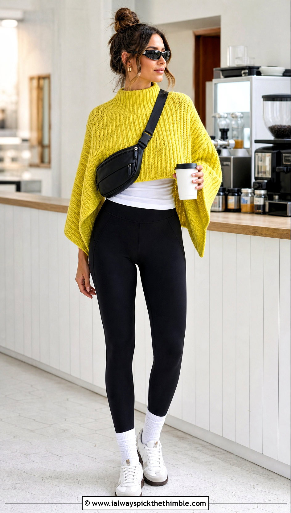 Ribbed Cropped Crochet Poncho With Leggings - 20 Cropped Crochet Poncho outfit ideas