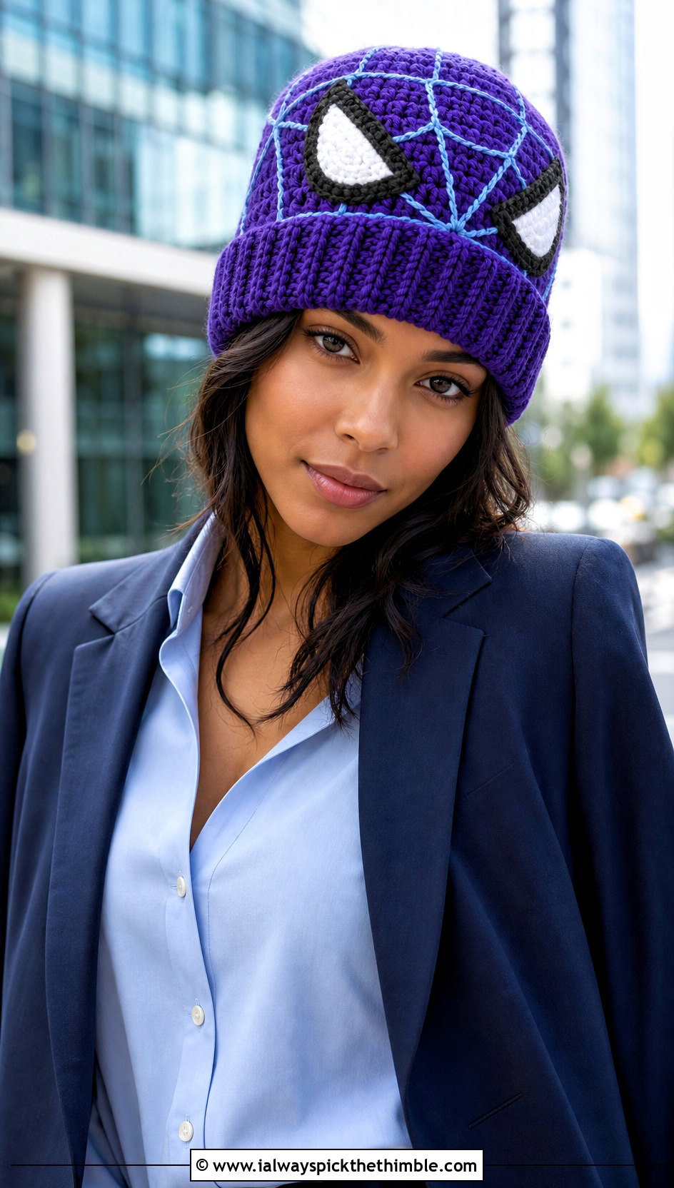 Ribbed Cuff Crochet Mayday Parker Beanie With Wide Leg Trousers - 15 Crochet Mayday Parker Beanie outfit ideas
