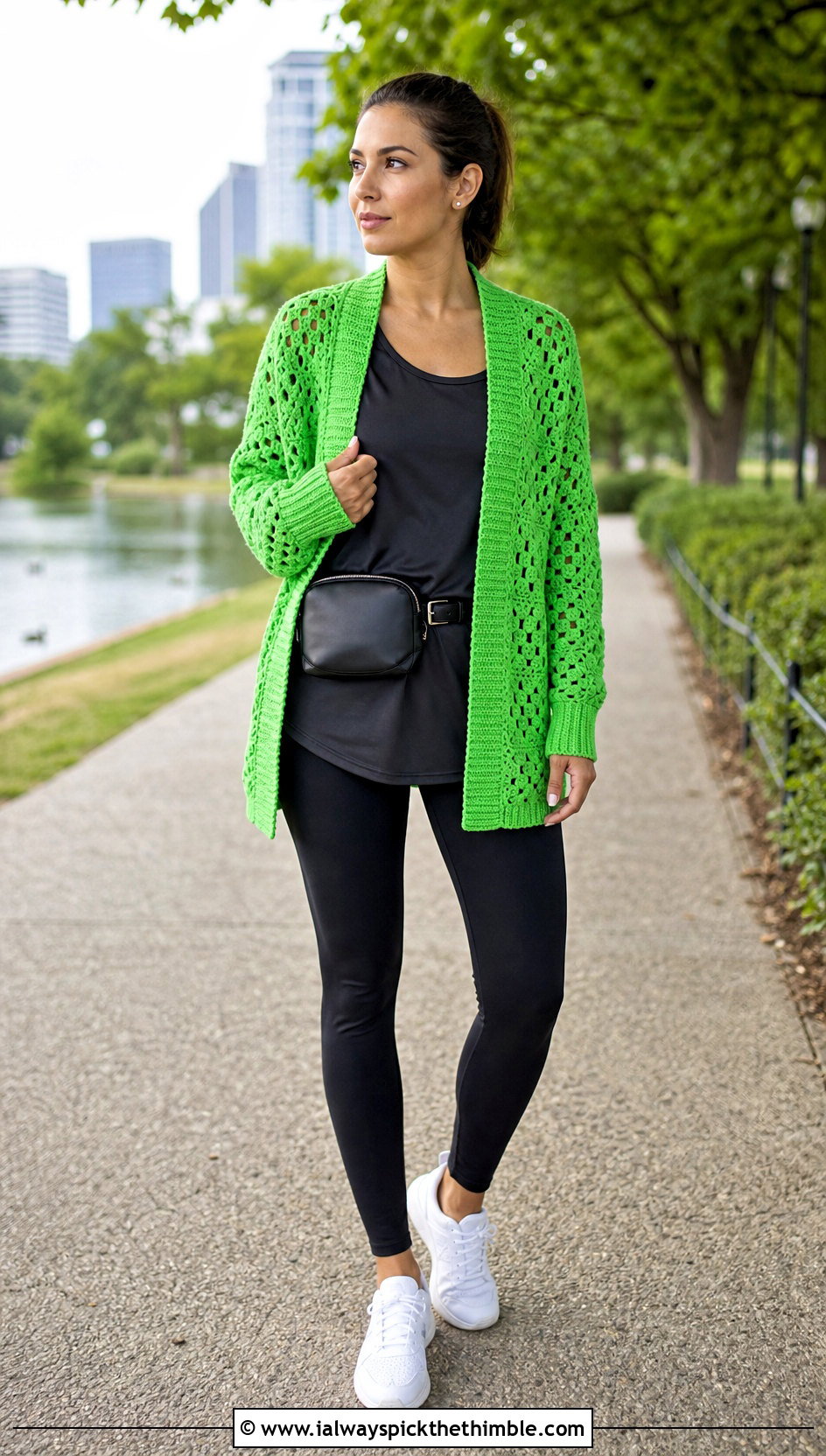 Ribbed Cuff Hexagon Granny Square Cardigan With Leggings - 25 hexagon granny square cardigan outfit ideas