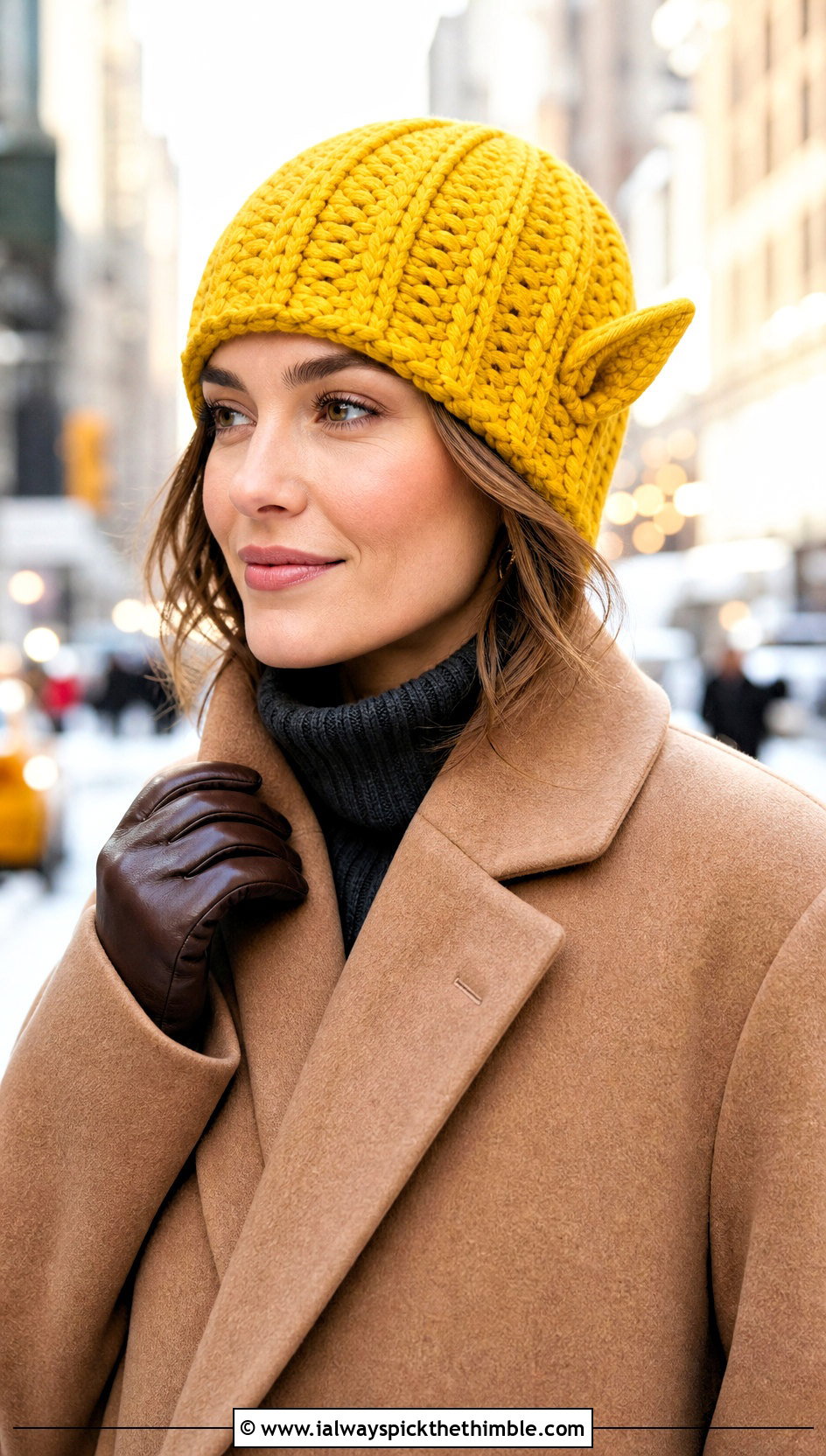 Ribbed Dobby Crochet Hat With Wool Coat And Tailored Pants - 20 dobby crochet hat outfit ideas