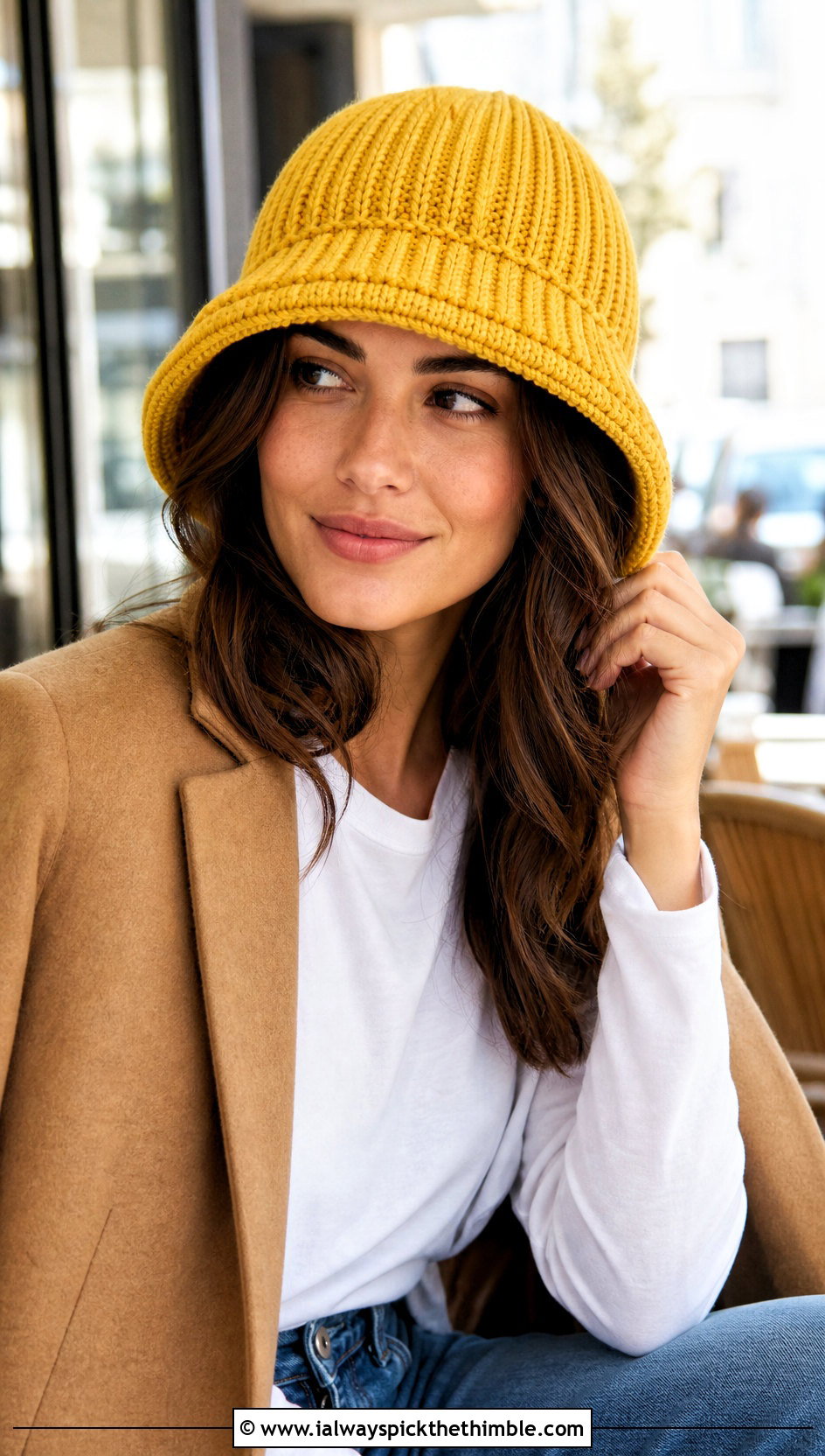 Ribbed Double Brim Crochet Hat With Straight Leg Jeans - 20 Double Brim Crochet Hat outfit ideas
