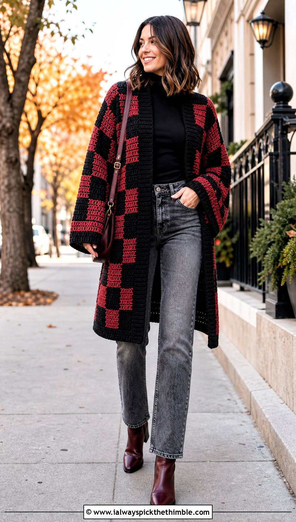 Ribbed Edge Tanjiro Crochet Kimono With Straight Jeans - 20 tanjiro crochet kimono outfit ideas