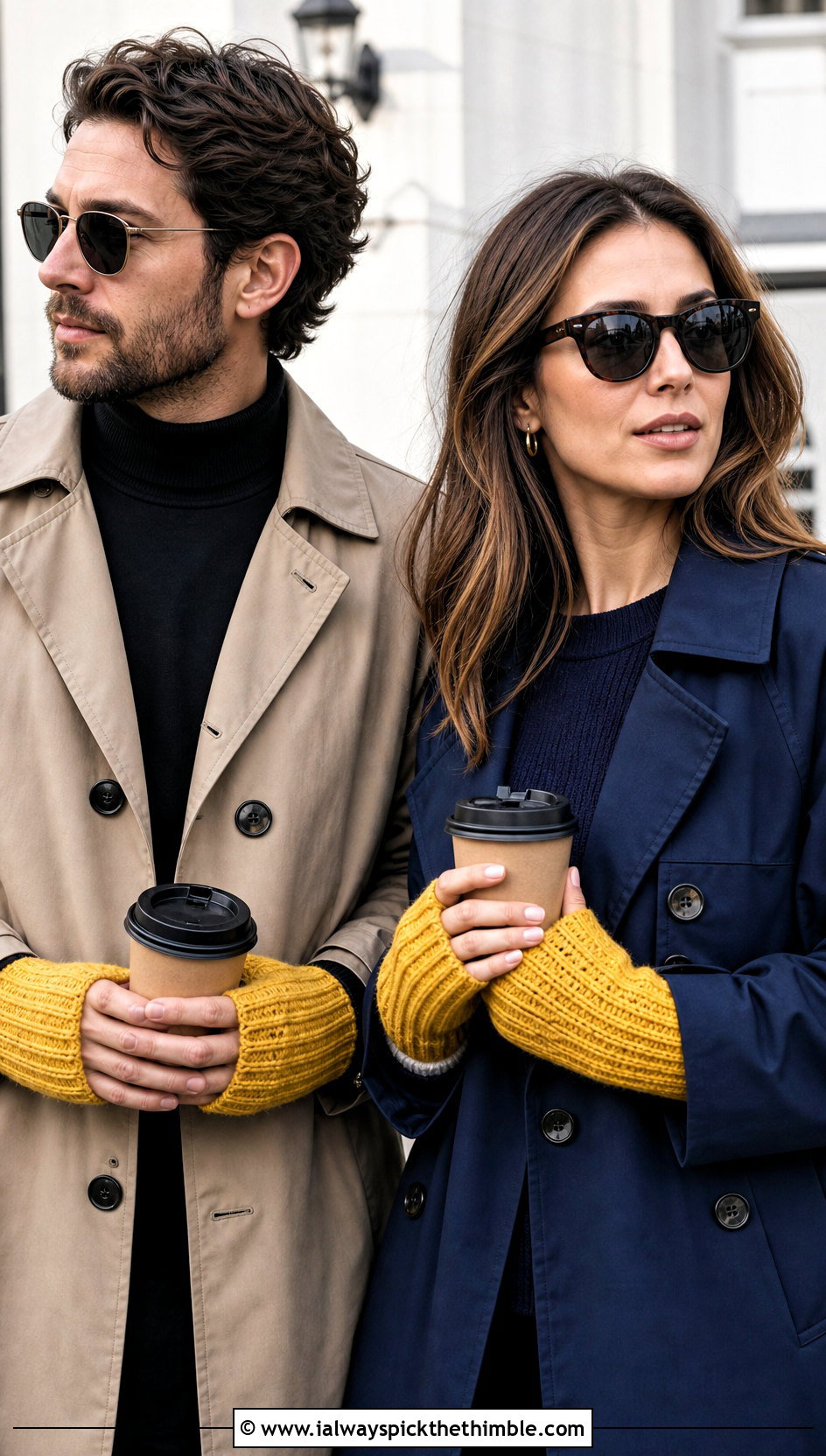 Ribbed Fingerless Crochet Gloves With Trench Coats - 20 Crochet Gloves For Couples outfit ideas