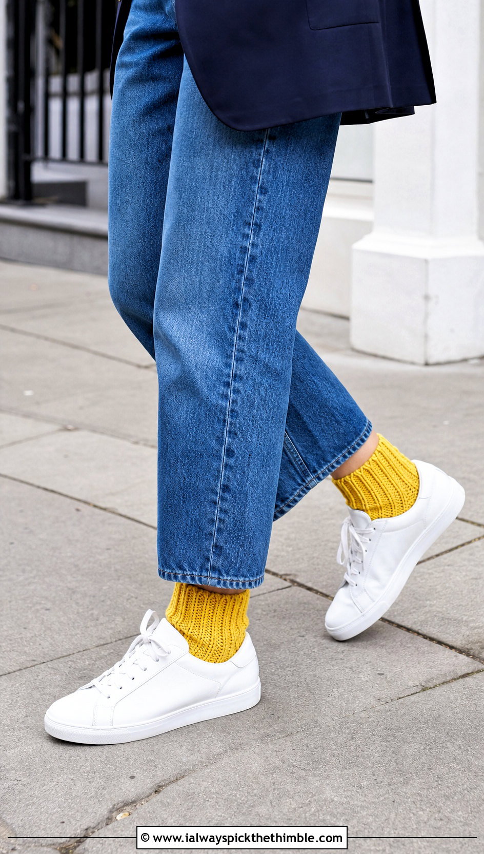 Ribbed Flat Crochet Ankle Socks With Straight Leg Jeans - 20 flat crochet sock outfit ideas