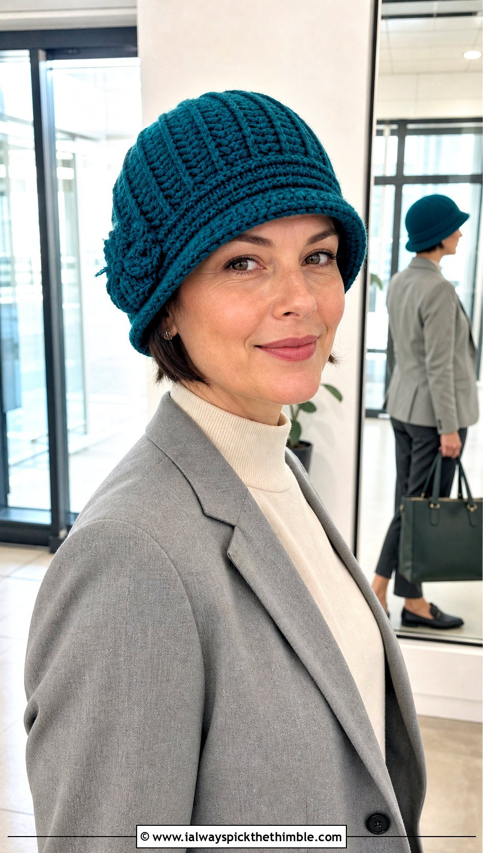 Ribbed Gatsby Crochet Cloche Hat With Blazer And Trousers - 15 Gatsby Crochet Hat outfit ideas